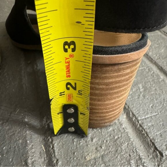 Franco Sarto Helix Women’s 6.5 M Black Block Heel Peep Toe Sandals Leather Suede - Picture 9 of 9